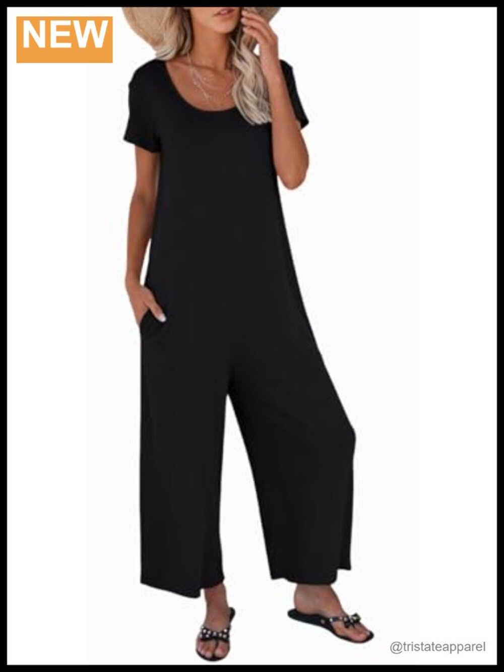 Women's Summer Jumpsuit Short Sleeve Crewneck Long Pants Romper Overalls Pockets